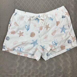 LOFT Sleep White Shorts with Seashell Design ~ Small